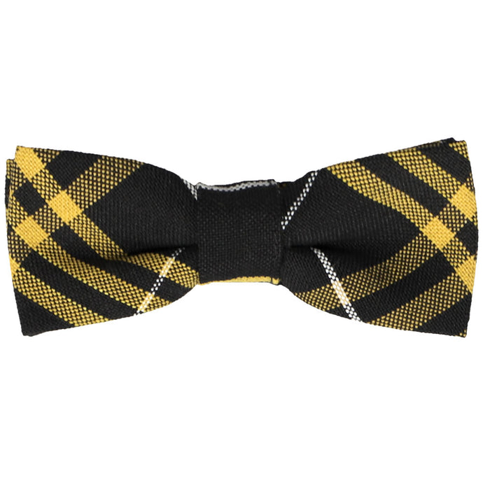Boys' plaid bow tie in black and gold