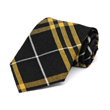 Load image into Gallery viewer, Boys&#39; black and gold plaid tie