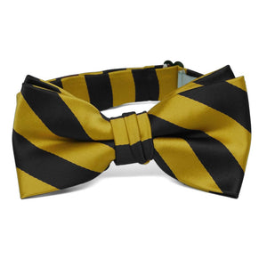 Boys' Black and Gold Striped Bow Tie