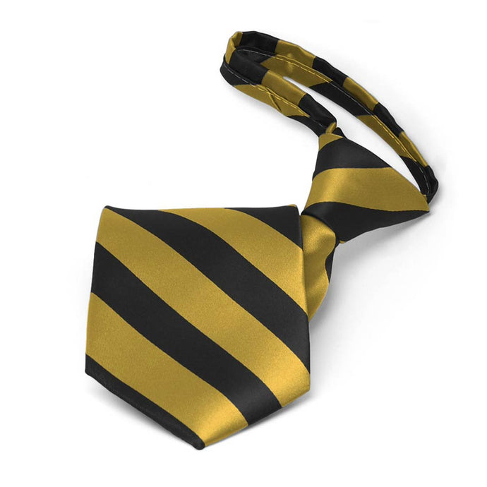 Boys' Black and Gold Striped Zipper Tie