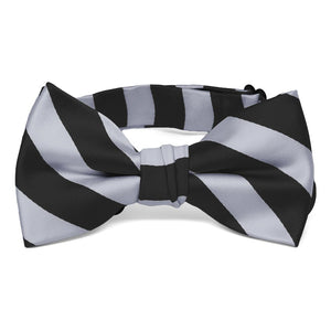 Boys' Black and Silver Striped Bow Tie