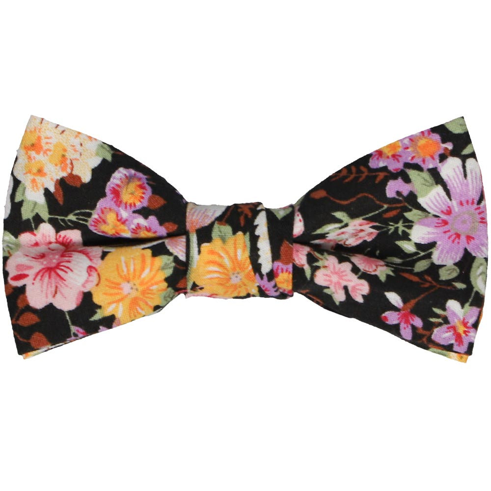 Boys' black floral bow tie