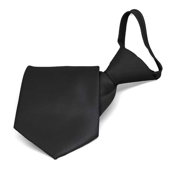 Boys' Black Solid Color Zipper Tie