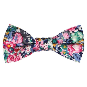 Boys blue and pink floral bow tie