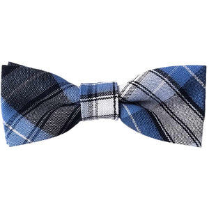 Boys' blue, navy and white plaid bow tie