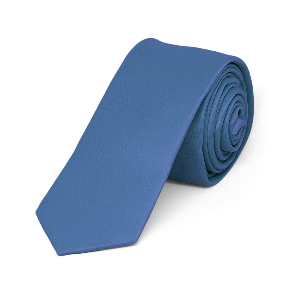 Boys' Blue Skinny Solid Color Necktie, 2