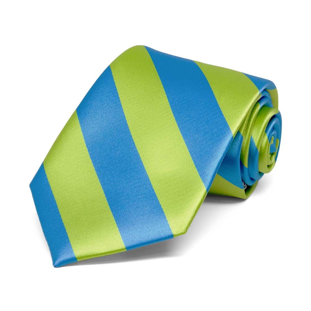 Boys' Bright Blue and Bright Green Striped Tie