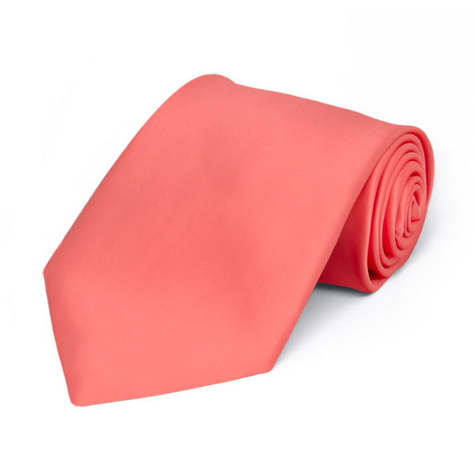 Boys' Bright Coral Premium Solid Color Tie