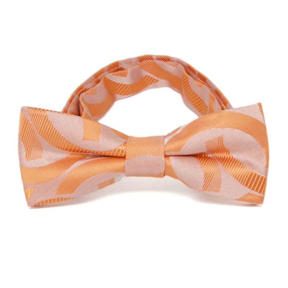 Orange link pattern boys' bow tie, front view