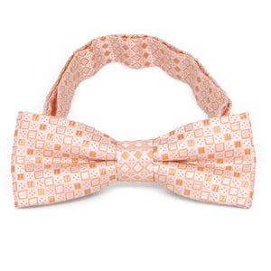 Orange square pattern boys' bow tie, front view