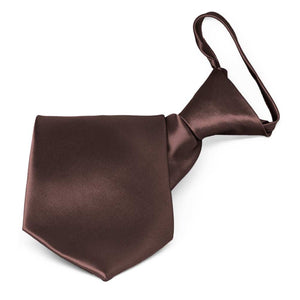 Boys' Brown Solid Color Zipper Tie