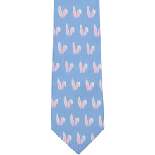 Load image into Gallery viewer, A blue boys&#39; tie with a white bunny ears pattern