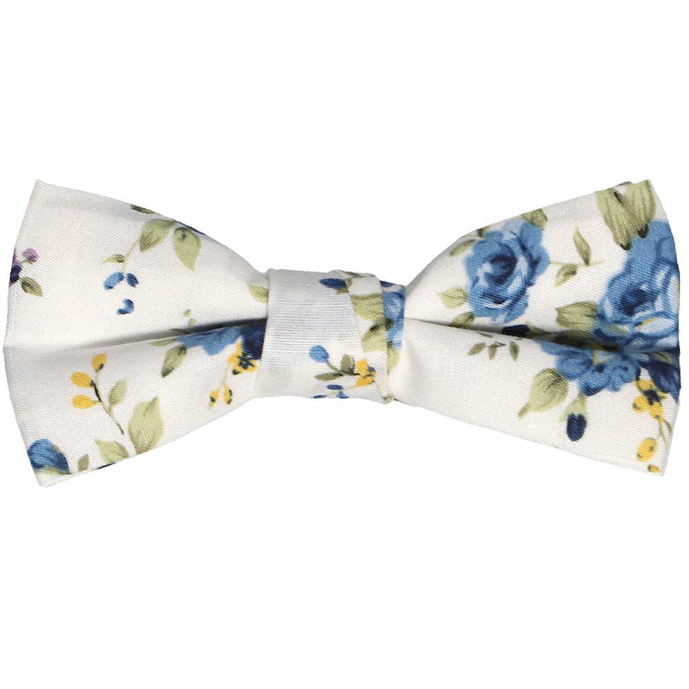 Boys' blue and white floral bow tie