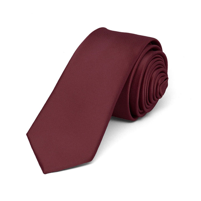 Boys' Burgundy Skinny Solid Color Necktie, 2