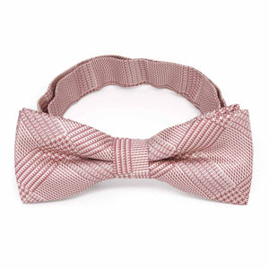 Boys' pink plaid bow tie, front view