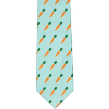 Load image into Gallery viewer, The front view of a boys carrot tie in aqua, laid out flat
