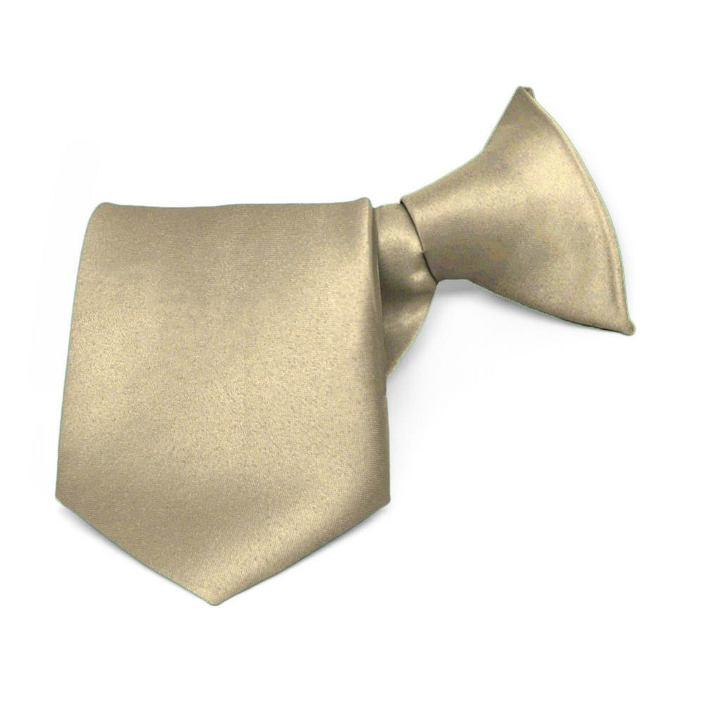 Boys' Champagne Beige Solid Color Clip-On Tie