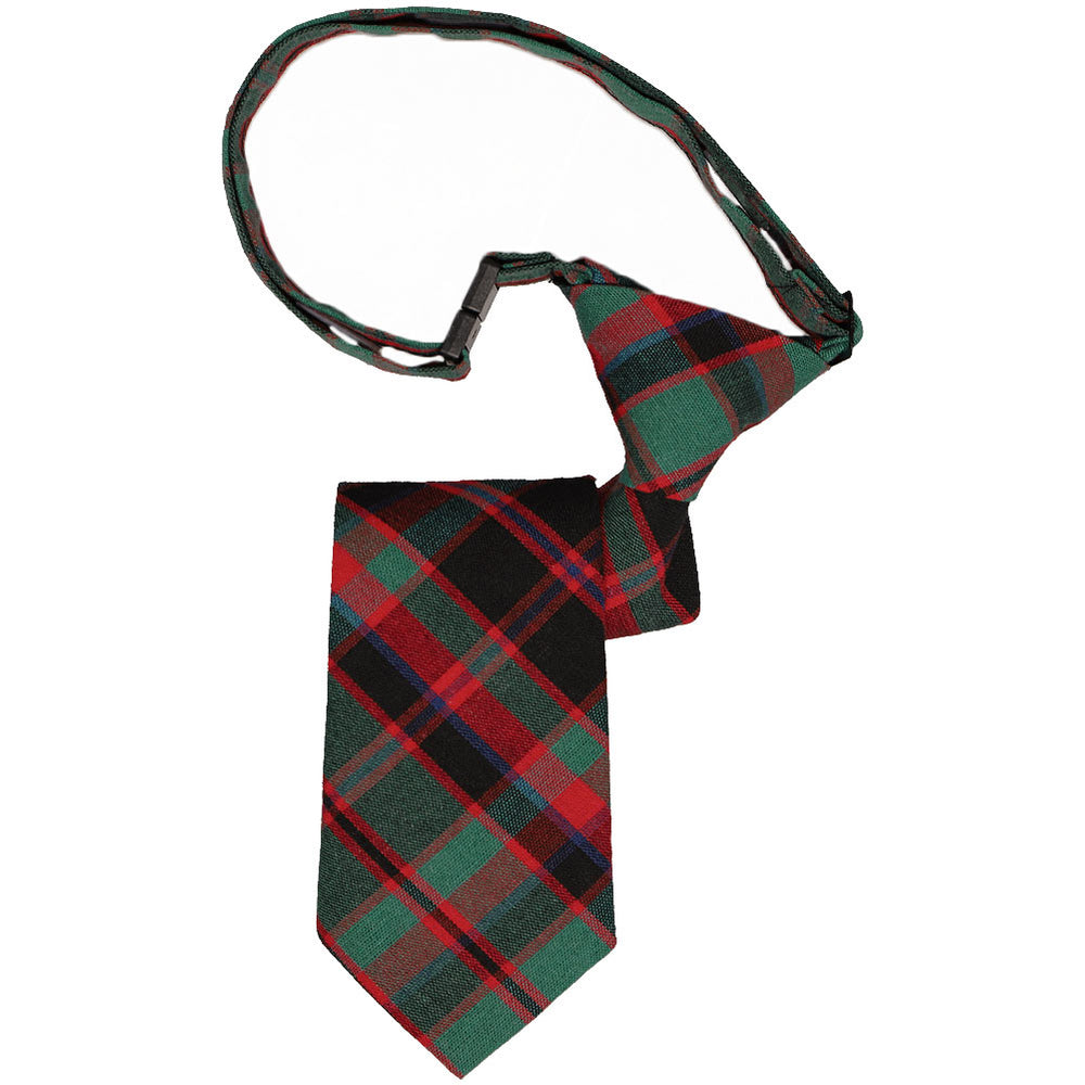 Boys' pre-tied tie in red and green christmas plaid