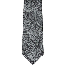Load image into Gallery viewer, The front view of a boys black paisley tie