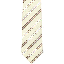 Load image into Gallery viewer, The front, flat view of a cream striped boys tie