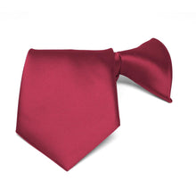 Load image into Gallery viewer, Boys&#39; Crimson Red Solid Color Clip-On Tie