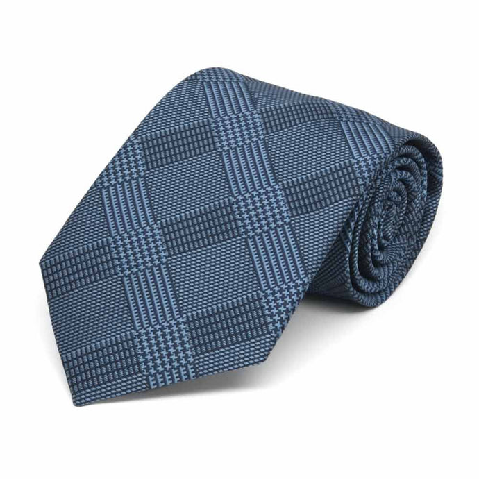 Boys' blue plaid necktie, rolled view