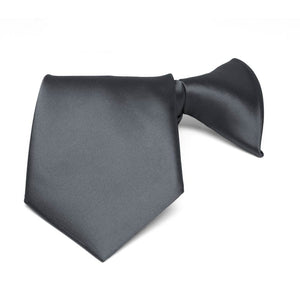 Boys' Dark Gray Solid Color Clip-On Tie