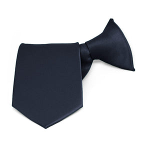 Boys' Dark Navy Blue Solid Color Clip-On Tie