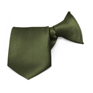 Boys' Dark Olive Green Solid Color Clip-On Tie