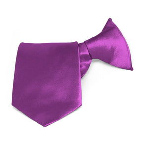 Boys' Dark Orchid Solid Color Clip-On Tie, 8" Length