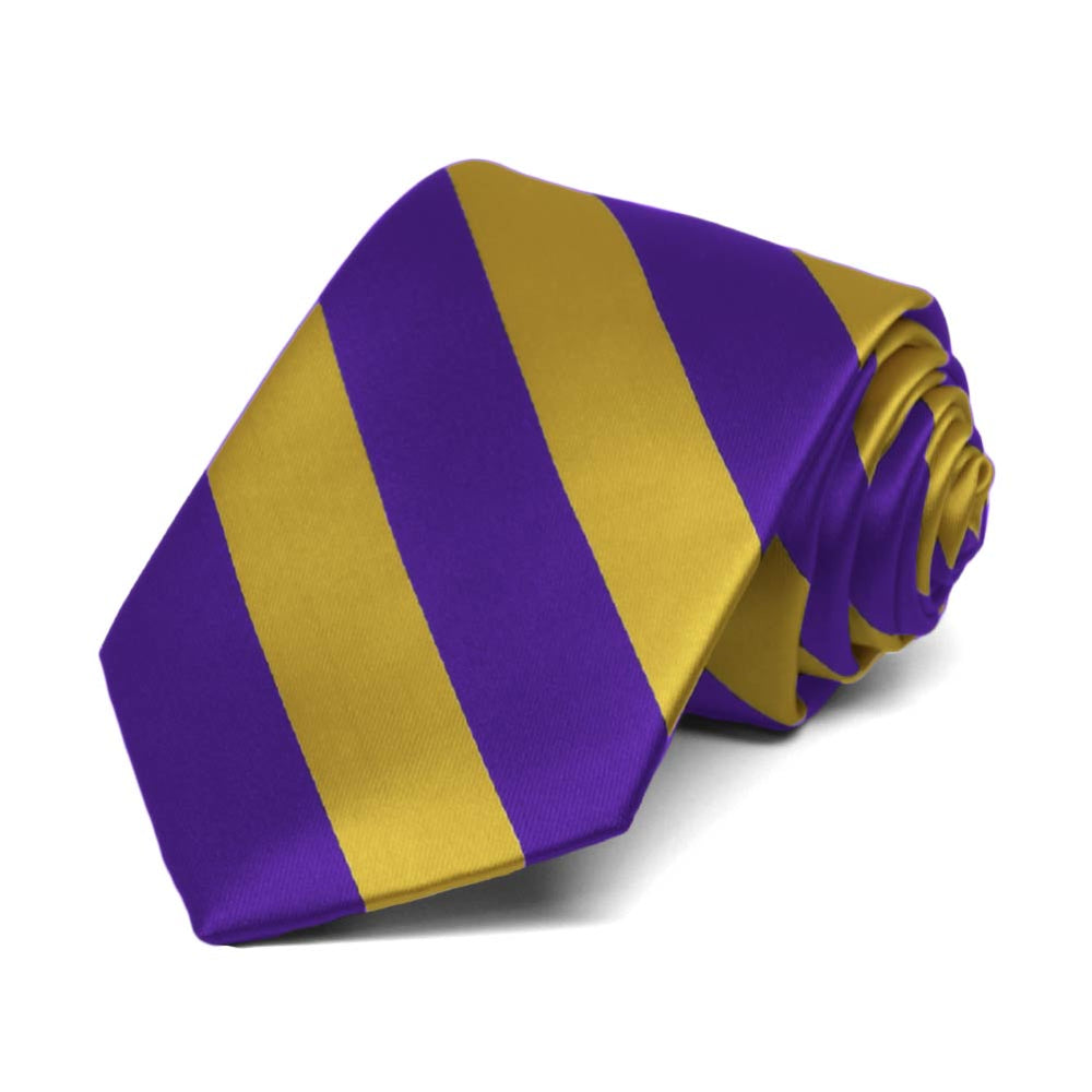 Boys' Dark Purple and Gold Striped Tie