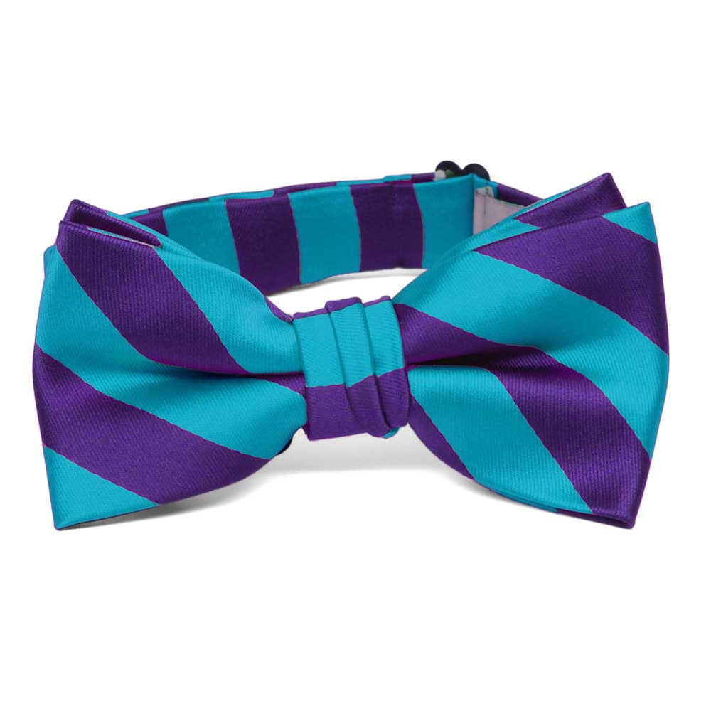 Boys' Dark Purple and Turquoise Striped Bow Tie