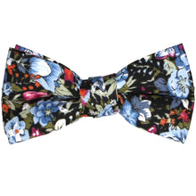Load image into Gallery viewer, Boys dusty blue and black floral bow tie