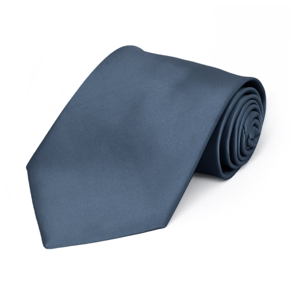 Boys' size dusty blue necktie in a solid style