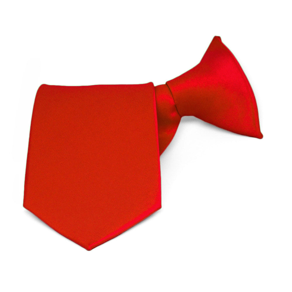 Boys' Fire Engine Red Solid Color Clip-On Tie