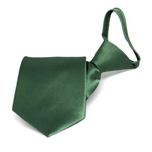 Boys' Forest Green Solid Color Zipper Tie
