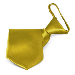 Boys' Gold Solid Color Zipper Tie