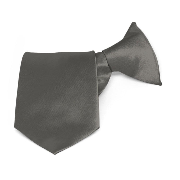 Boys' Graphite Gray Solid Color Clip-On Tie