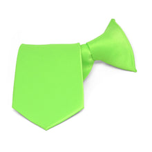 Load image into Gallery viewer, Boys&#39; Hot Lime Green Solid Color Clip-On Tie