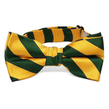Load image into Gallery viewer, Boys&#39; Hunter Green and Golden Yellow Striped Bow Tie