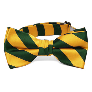 Boys' Hunter Green and Golden Yellow Striped Bow Tie