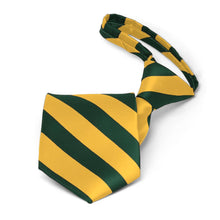 Load image into Gallery viewer, Boys&#39; Hunter Green and Golden Yellow Striped Zipper Tie