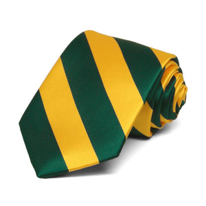 Boys' Hunter Green and Golden Yellow Striped Tie
