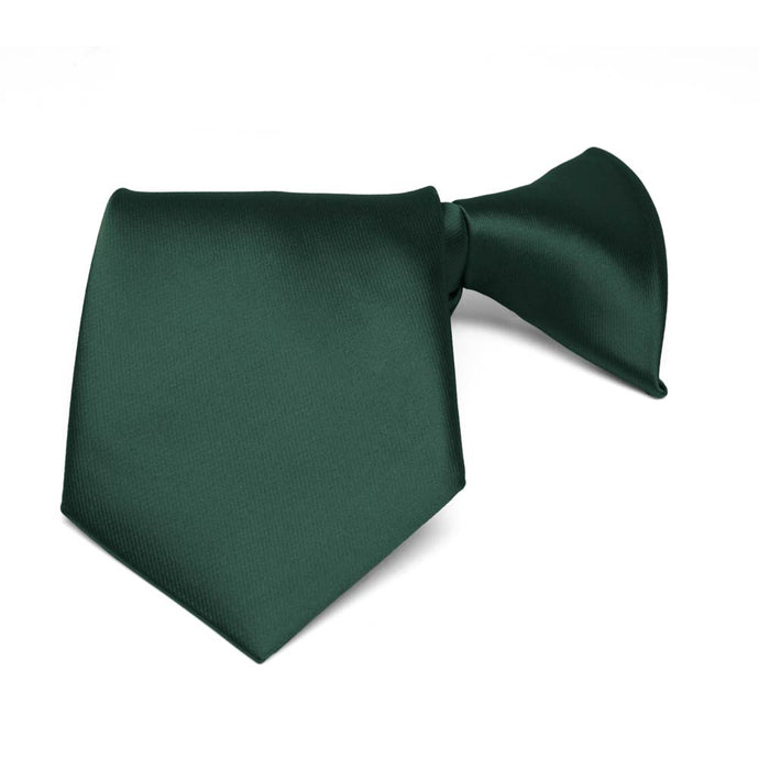 Boys' Hunter Green Solid Color Clip-On Tie