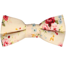 Load image into Gallery viewer, Boys ivory and pink floral bow tie