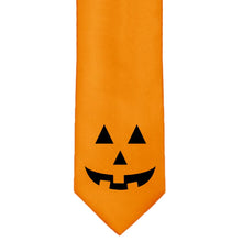 Load image into Gallery viewer, A boys&#39; smiling pumpkin face at the bottom of an orange tie