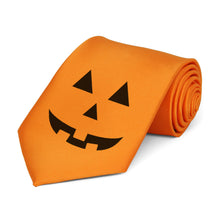 Load image into Gallery viewer, Jack-o-lantern orange tie in a boys&#39; size