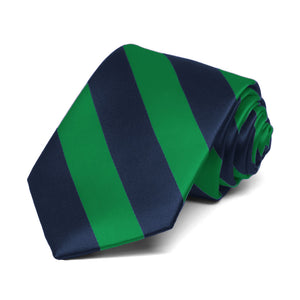 Boys' Kelly Green and Navy Blue Striped Tie