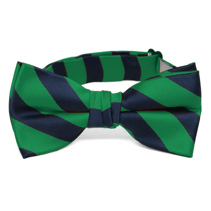 Boys' Kelly Green and Navy Blue Striped Bow Tie