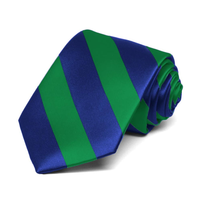 Boys' Kelly Green and Royal Blue Striped Tie